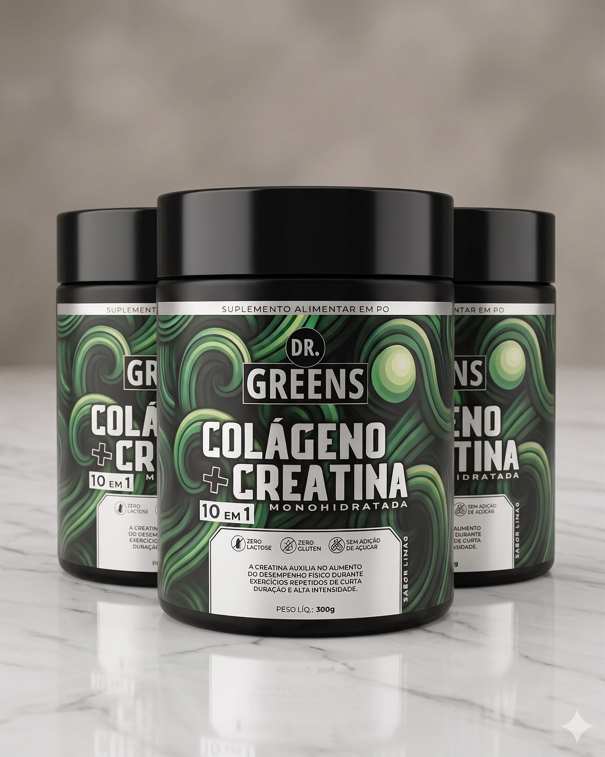 Kit com 3 Unidades de Colágeno + Creatina Dr. Greens 300g - Pó